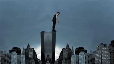 Man Standing On Top Of Skyscraper Building Male