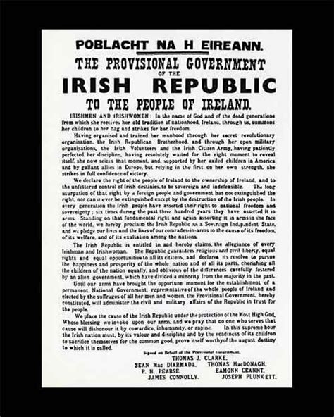 1916 Proclamation Declaration Of Irelands Independence By The Irish