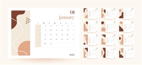 Monthly Wall Calendar Template In Trendy Minimalist Style Cover