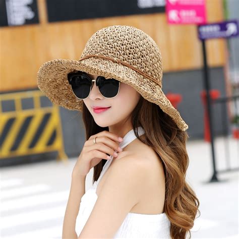 2018 Fashion Womens Sun Hat Fashion Summer Foldable Straw Hats Women