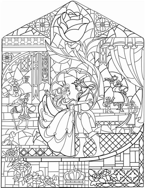 Beauty And The Beast Stained Glass Coloring Page Barry Morrises