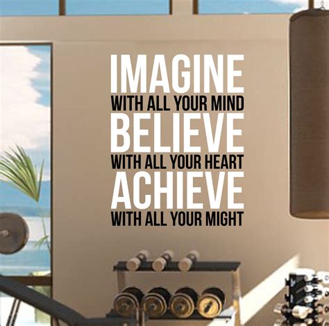 Imagine Believe Achieve Gym Wall Decal Quote Sports Etsy