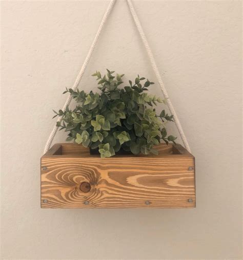 Rope Planter, FLAW Planter Box, Indoor Hanging Planter, Rustic Planter Box, Farmhouse Planter ...