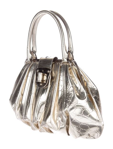 Alexander Mcqueen Embossed Patent Leather Novak Bag Handbags