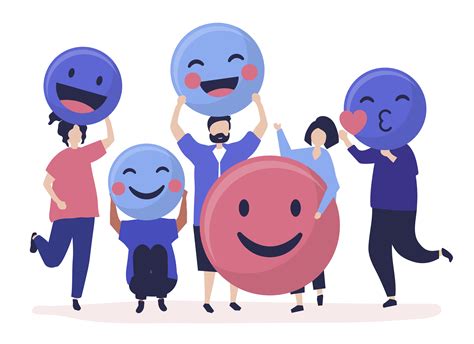 Characters Of People Holding Positive Emoticons