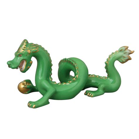 Herend Small Dragon Figurine Green Herend Canada