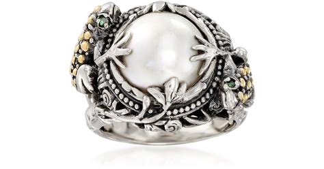 Ross Simons 12mm Mabe Pearl Frog Ring In Sterling Silver With 18kt Gold
