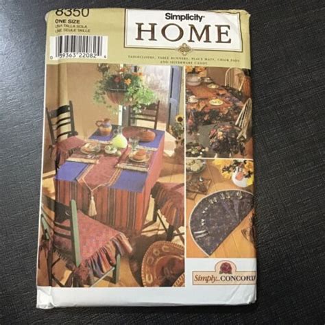 Simplicity Pattern 8350 Simplicity Home Table Cloth Runner Mats Chair