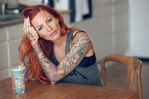 X Px Free Download Hd Wallpaper Women Model Redhead Tattoo Anne Lindfjeld