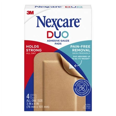 Nexcare™ Duo Adhesive Gauze Pads 4 Ct Kroger