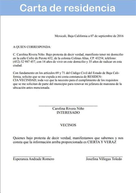 Carta De Residencia Qué Es Ejemplo Y Modelo En Word