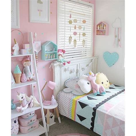 Pink and purple girls' bedroom boasts pink patterned headboards with matching pleated bedskirts on twin beds dressed in white and purple bedding as well as a blood red faux fur throw blankets flanking a white lacquered nightstand and blush pink double gourd lamp. Wonderful 30 Yellow Aesthetic Room Decor Ideas | Toddler ...