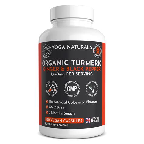 Organic Turmeric Black Pepper 180 Yoga Naturals Vegan Supplement
