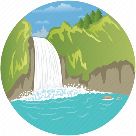 Clouds Greenery Landscape Mountain Nature River Waterfall Icon