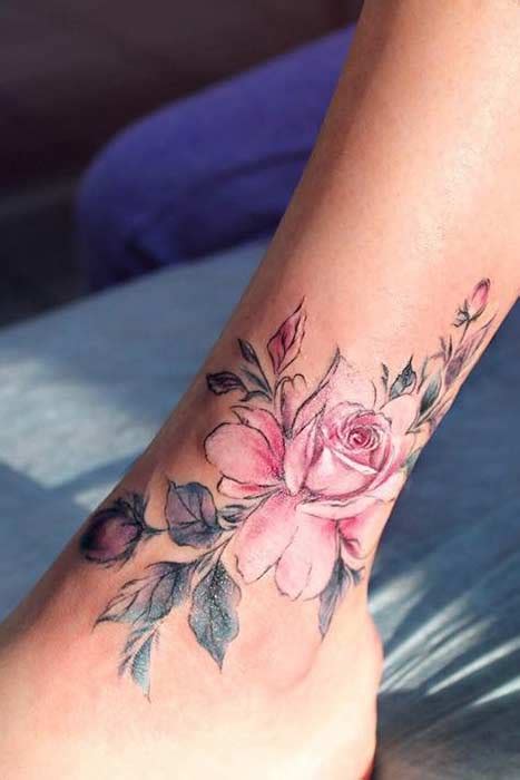 New 49 Flower Tattoo Foot