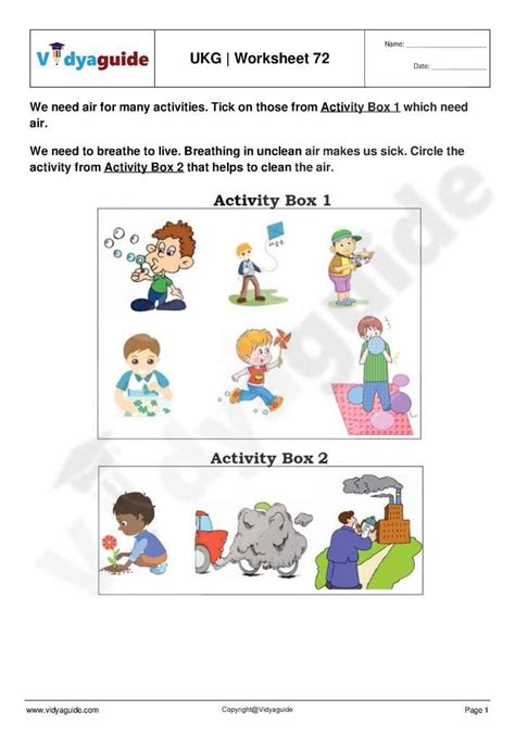 ukg worksheets evs page gentle