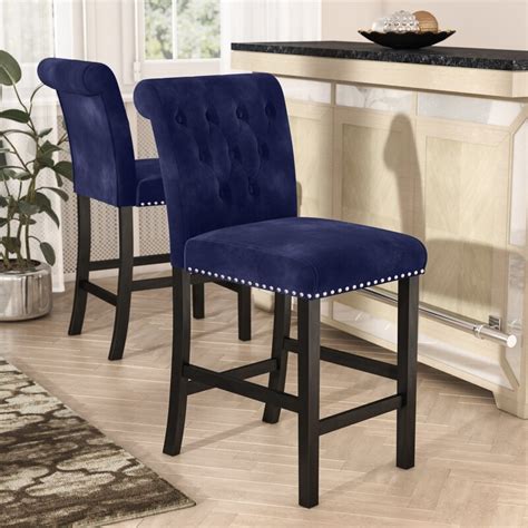 Erling Velvet Counter 26" Bar Stool & Reviews | Birch Lane