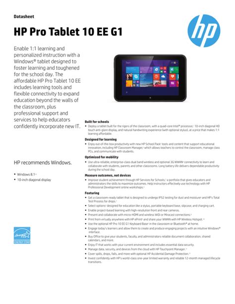 Hp Pro Tablet 10 Ee