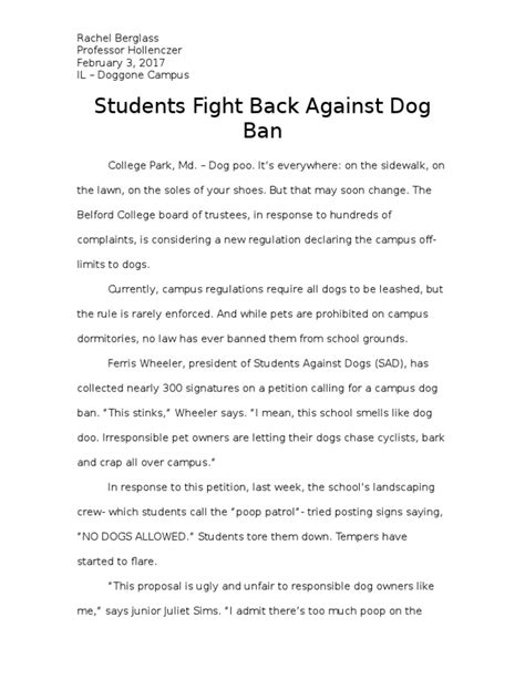 Students Fight Back Against Dog Ban Pdf