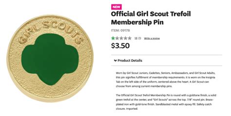 New Membership Pin Girl Scout History Project