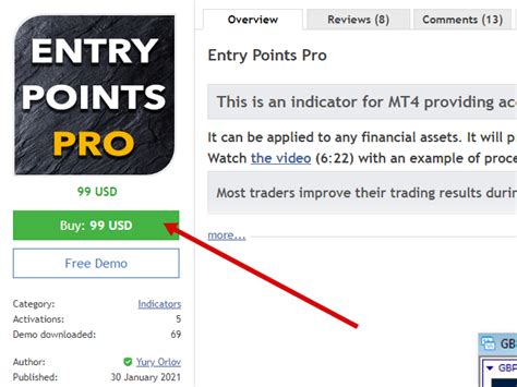 Buy The Entry Points Pro Technical Indicator For Metatrader 4 In