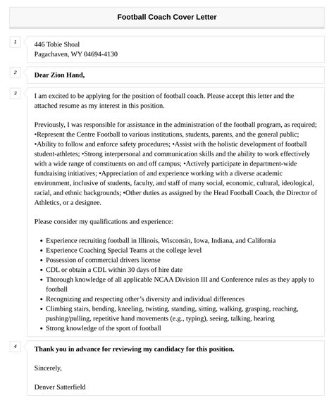 Football Coach Cover Letter Velvet Jobs