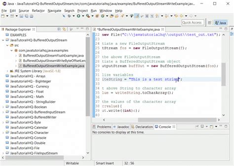 Java Lang Bufferedoutputstream Write Int B Example Output Java Tutorial Hq