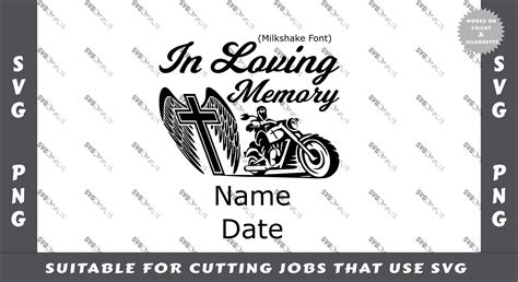 In Loving Memory Motorcycle Cross With Wings Svg Png Etsy