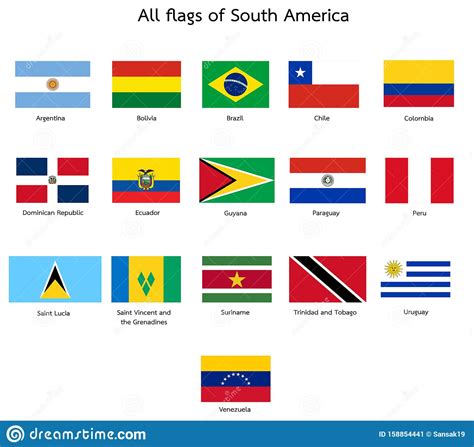 Flags Of South America Stock Vector Illustration Of Country 158854441