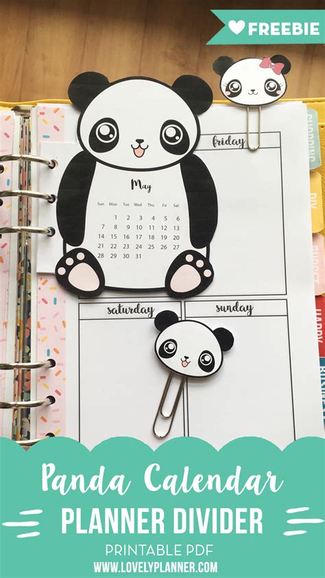 Panda Calendar Divider Paperclips For Your Planner Free Printable Lovely Planner Planner