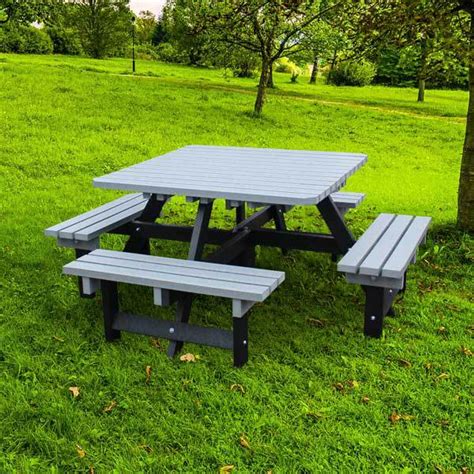 100 Recycled Plastic Square Picnic Table Nbb Recycled Furniture Esi External Works