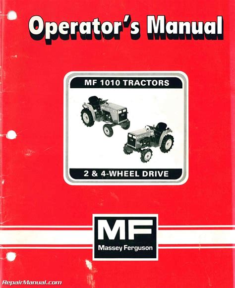 Massey Ferguson Mf 1010 2 And 4 Wheel Tractor Operators Manual