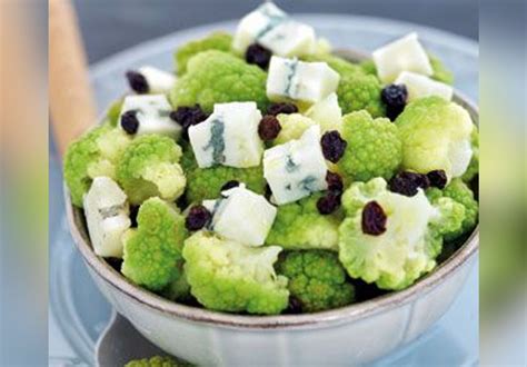 Salade de chou -fleur vert au gorgonzola et raisins secs