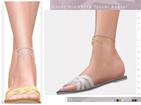 The Sims Resource Silver Diamante Tassel Anklet