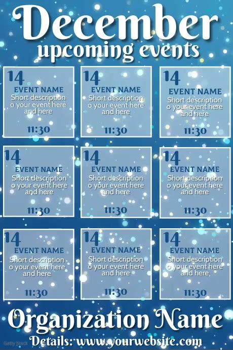 December Upcoming Events Video Blue Snow Fall Template Postermywall