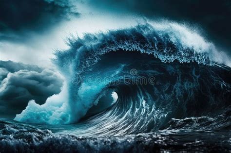 Massive Waves A Perfect Storm Big Waves Or Tsunamis Stock Illustration