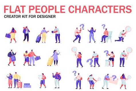 Flat People Character Creator Kit Design Template Place