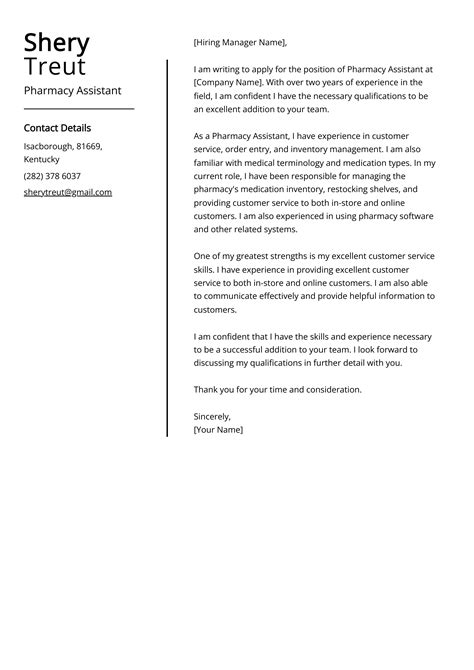 Pharmacy Assistant Cover Letter Example Free Guide