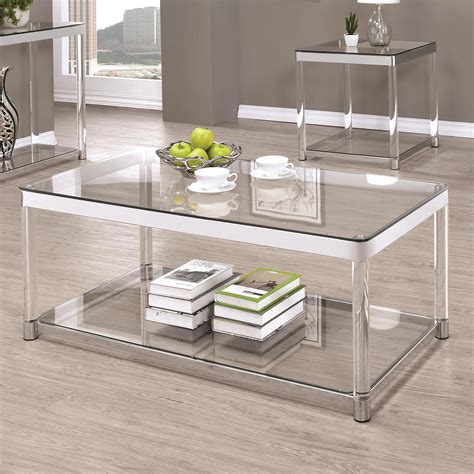 Coaster 72074 Contemporary Glass Top Coffee Table With Acrylic Legs A1 Furniture And Mattress