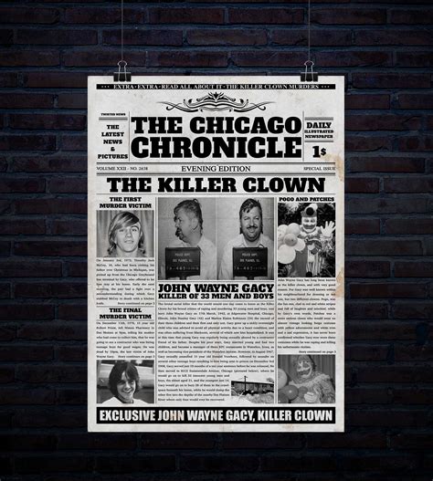 Serial Killer John Wayne Gacy Newspaper Article Inch X Inch Dpi Poster Digital Download