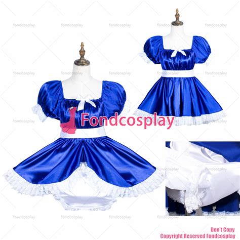 us 119 00 fondcosplay adult sexy cross dressing sissy maid short blue satin dress lockable