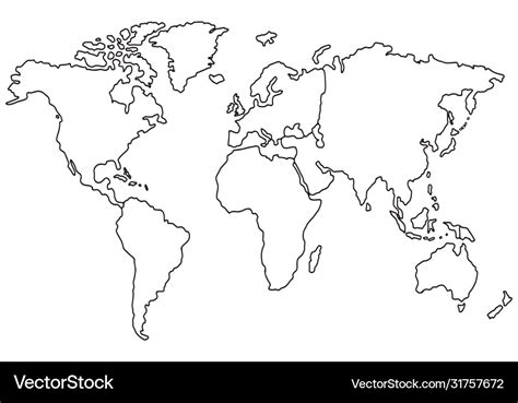 Hand Drawn World Map Sketch On White Background Vector Image
