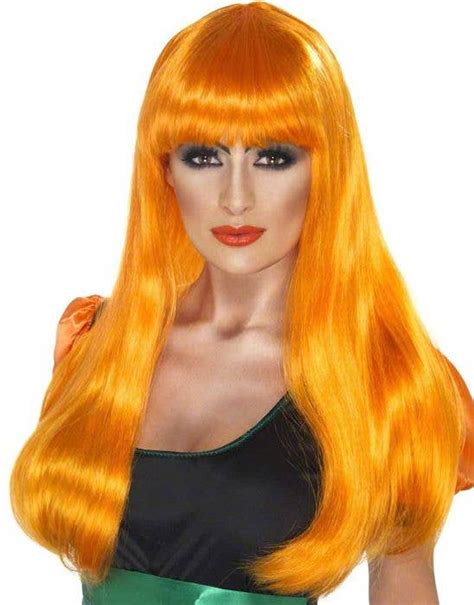 Witch Wig Long Orange Wig Halloween Wigs