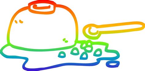 Rainbow Gradient Line Drawing Cartoon Spilt Cereal Bowl 10058789 Vector