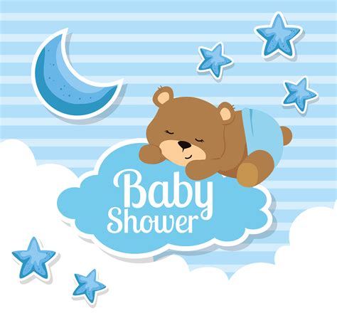 Baby Shower Card With Cute Bear And Decoration 2704954 Vector Art At