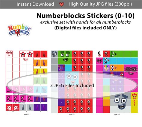 Numberblocks Faces 0 10 And Hands 29cm A4 Stickers Printing Etsy