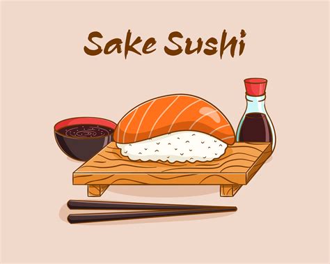 ilustración de dibujos animados de sushi de sake 16699680 Vector en