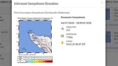 Gempa bumi mengguncang banda aceh dengan magnitudo 5,3 pada sabtu (14/11/2020). GEMPA BUMI Hari Ini Sabtu 4 Juli 2020, Ini Lokasi dan ...