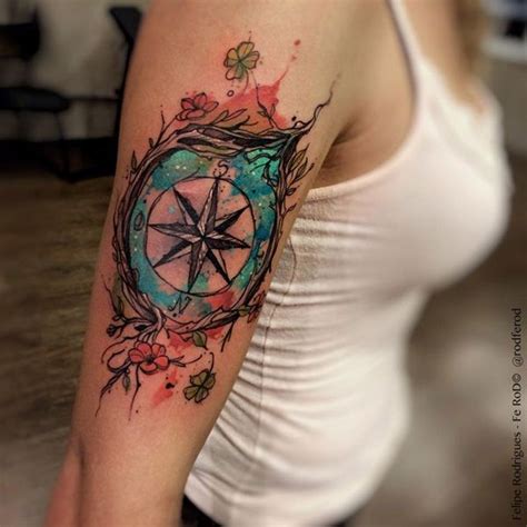 90 Artistic And Eye Catching Compass Tattoo Designs Watercolor