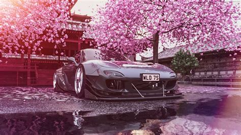 Rx 7 Mazda Japan Cherry Blossom Live Engine Wallpaper 720p Youtube